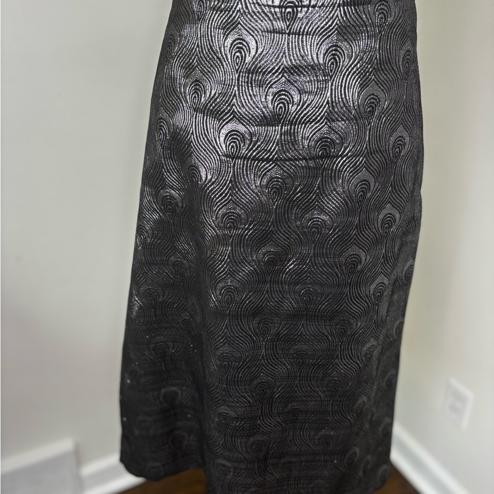 New York & Company Black Textured A-Line Skirt Sz 16